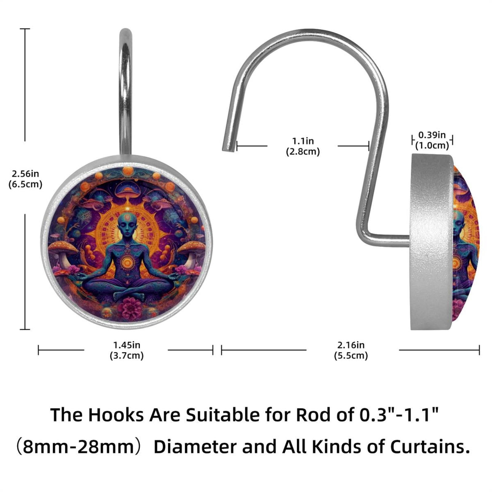 HemaKayy 12 Pcs Shower Curtain Hooks Bathroom Decorative Accessories Magic Mushroom Purple