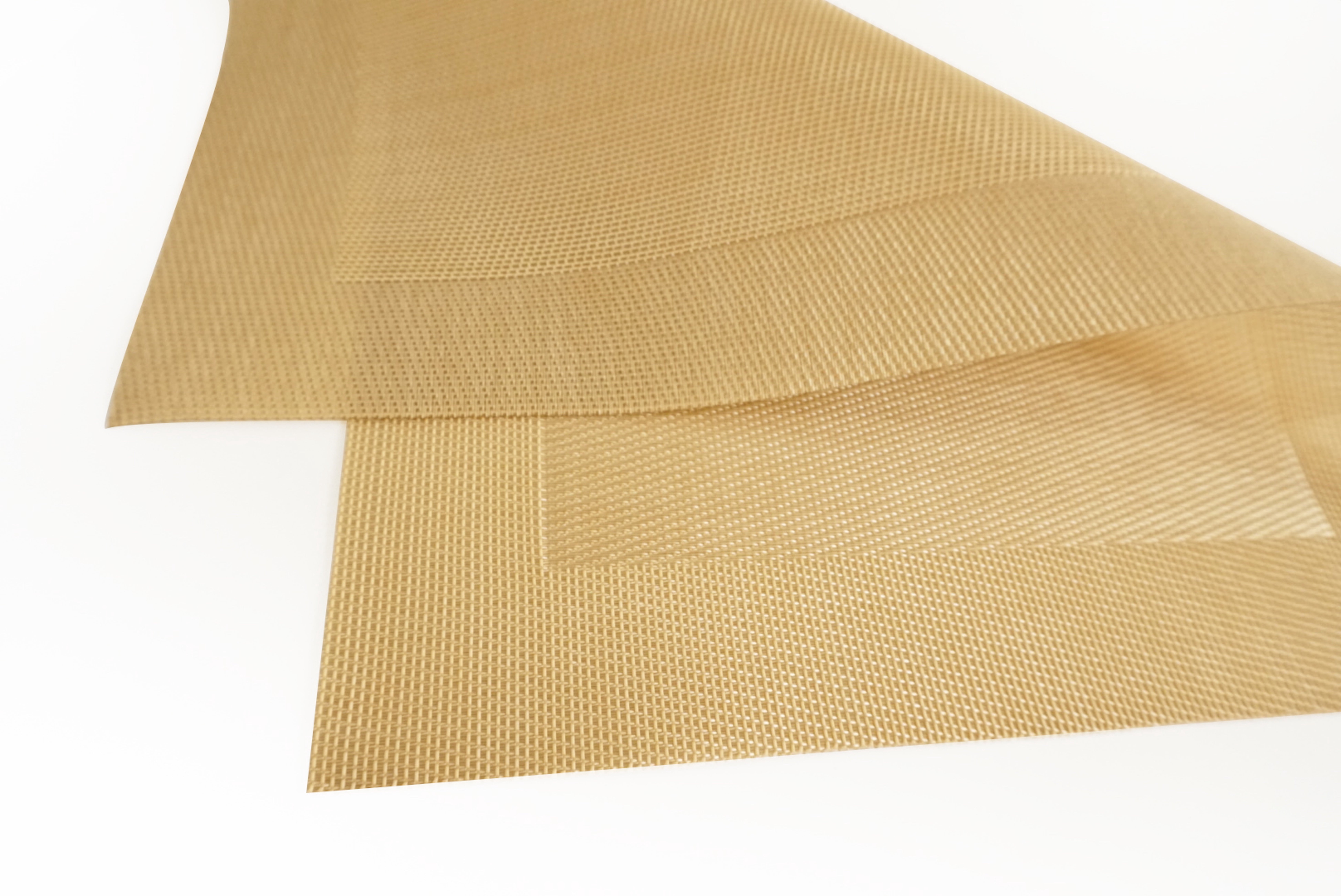 Dainty Home Napa Woven Textilene Crossweave With Solid Geometric Pattern Reversible 12" x 18" Rectangular Placemat Set of 4 in Gold