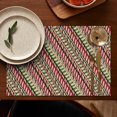 thumbnail image 5 of Red and Green Christmas Striped Pattern Summer Placemats Table Placemats Set Of 4-Linen Kitchen Washable Placemats Table Mats 11.8"x17.7" Non-Slip Heat Resistant, 5 of 6