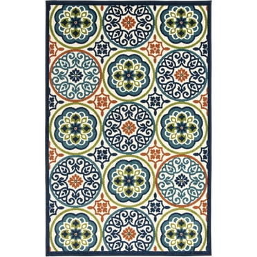 Loomaknoti Terrace Tropic Nerleno 8' x 10' Geometric Indoor/Outdoor Area Rug , Blue/Orange
