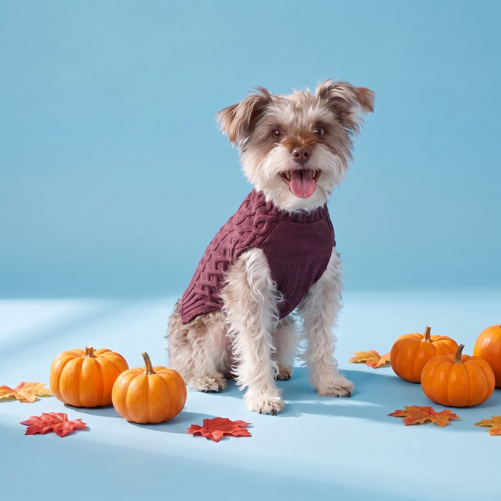 Vibrant Life Cable Knit Sweater for Dogs and Cats, Plum, XS