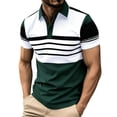 thumbnail image 3 of Xcmzpl Golf Shirts for Men Quick Dry Performance Short Sleeve Striped Color Block Moisture Wicking Collared Shirt S-5XL, 3 of 7