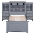 thumbnail image 5 of [Luckynote]Twin Size Wood Platformbed with Vertical All-in-One Cabinet and 4 Drawers on each side, Gray, 5 of 10