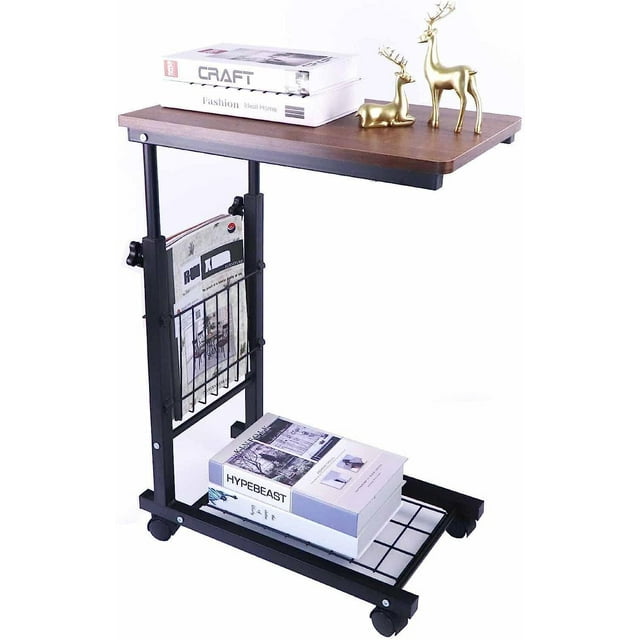 C Shaped End Table, Height Adjustable Side Tables Sofa Side Table with