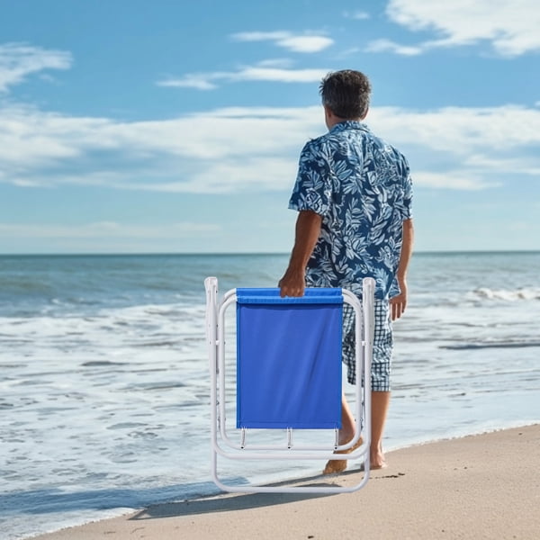 Folding Beach Chair with Umbrella for Adults, Lightweight Porable Camping Chair with 265lbs Capacity for Travel Picnic Concert & Outdoor Activities, Blue