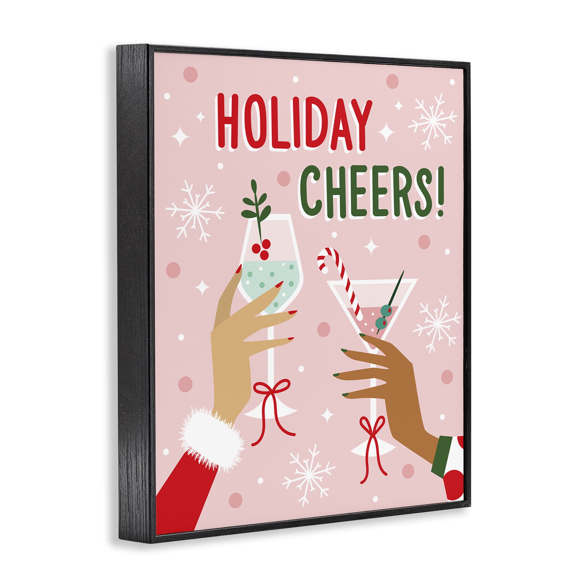 Stupell Industries - Holiday Cheers Celebratory Cocktails Black Framed Giclee Art, 16 x 20