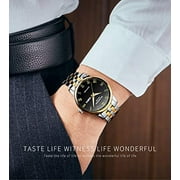 GUANQIN Mens Quartz Fashion Luminous Calendar Wrist Watch with Analog Display and Stainless Steel Band