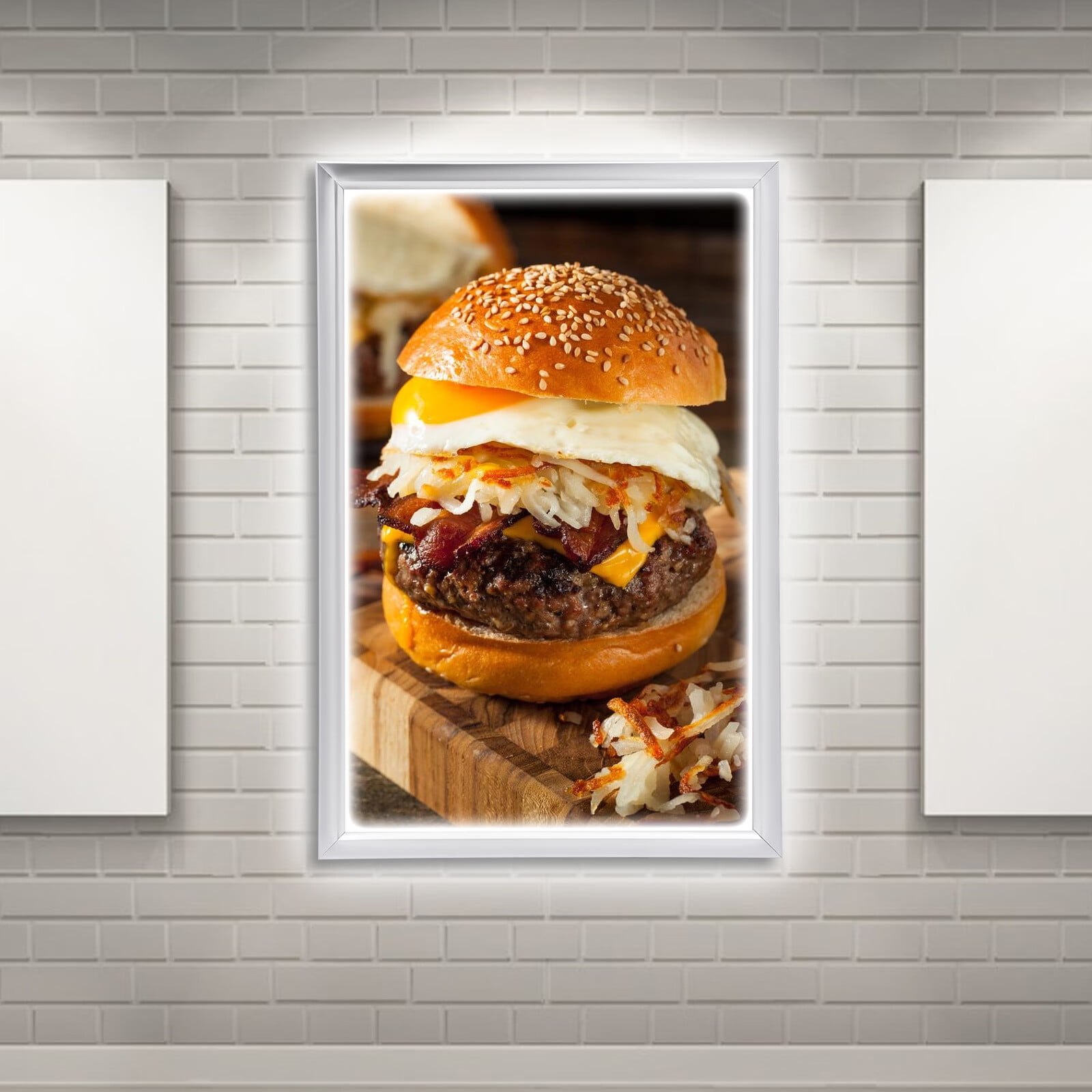LOYALHEARTDY 18" x 24" LED Backlit Movie Poster Frame Art Picture Frame Photo Frame 110V 10W 2000lux Rectangular Light Box Advertising Display Frame Wall Mount Store Restaurant Sign Board Silver