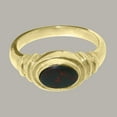 thumbnail image 5 of LBG British Made Solid 9k Yellow Gold ring with Natural Bloodstone Unisex Engagement Ring - 33 size options - Size 9.75, 5 of 6