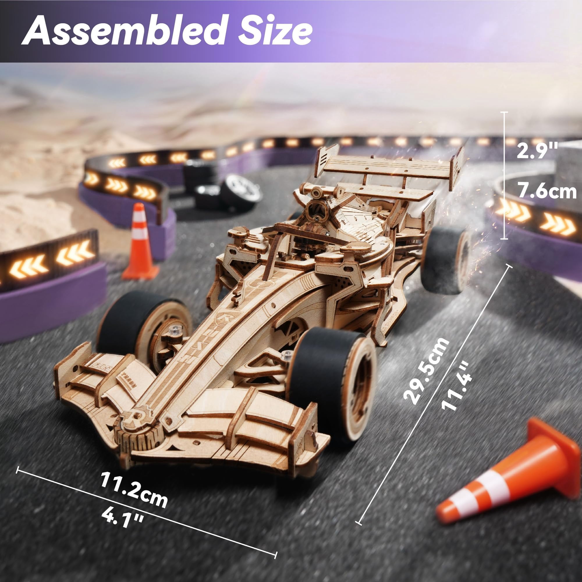 ROKR 3D Puzzles for Adults, F1 Racing Car 1:18 Scale Exquisite Wood Craft Kit Gift for Adults Desk Toys Gift for Boys/Girls