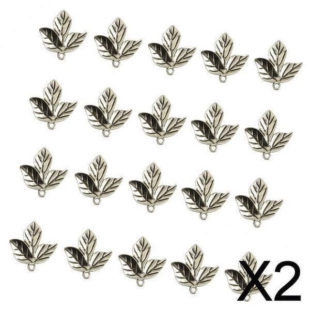 Elegante colección de 40 dijes en forma de hoja para joyería y prendas de vestir hechas a mano 2 piezas