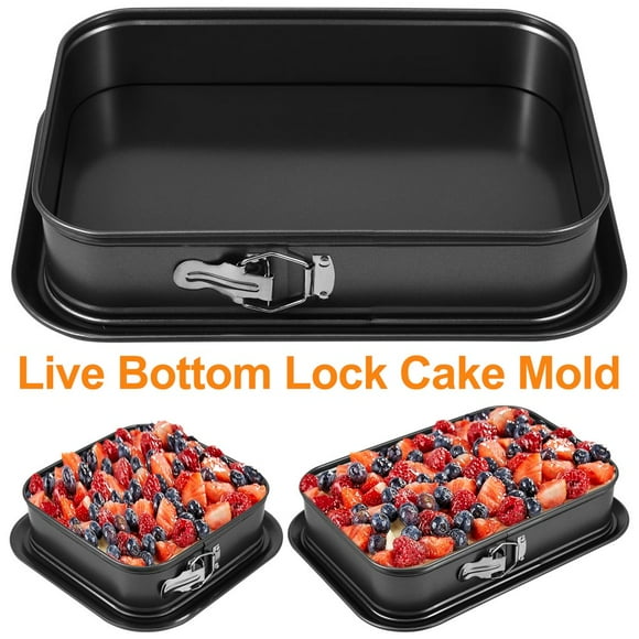 Springform Pan(Square/Rectangle)Steel Springform Cheesecake Pan Non-stick Leakproof Rectangle Cake Pan Bakeware Baking Pans Cheesecake Pan Cake Pan for Home Kitchen DIY
