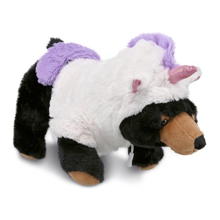 DolliBu Wild Large Black Bear Unicorn Plush Stuffed Animal Toy - Super Soft Bearcorn Dress Up with Removable Plush Unicorn Outfit, Cute Fantasy Wildlife Gift - 16 Inches