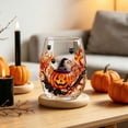 thumbnail image 3 of Halloween Glassware Stemless Tumbler – 12oz 2D Decorative Glass Cup for Fall Parties Gothic Home Decor & Holiday Gifts Orange2, 3 of 4