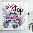 thumbnail image 1 of Ambesonne Monster Truck Shower Curtain, Never Stop Words, 69"Wx84"L, Multicolor, 1 of 3