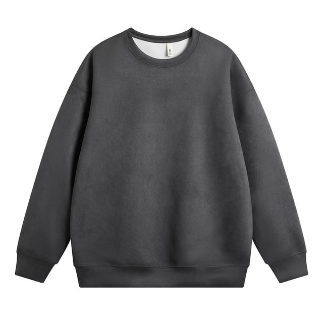 Blusas y camisas de manga larga con cuello redondo para hombre, sudadera holgada con cuello redondo de color liso, blusa de poliéster para hombre