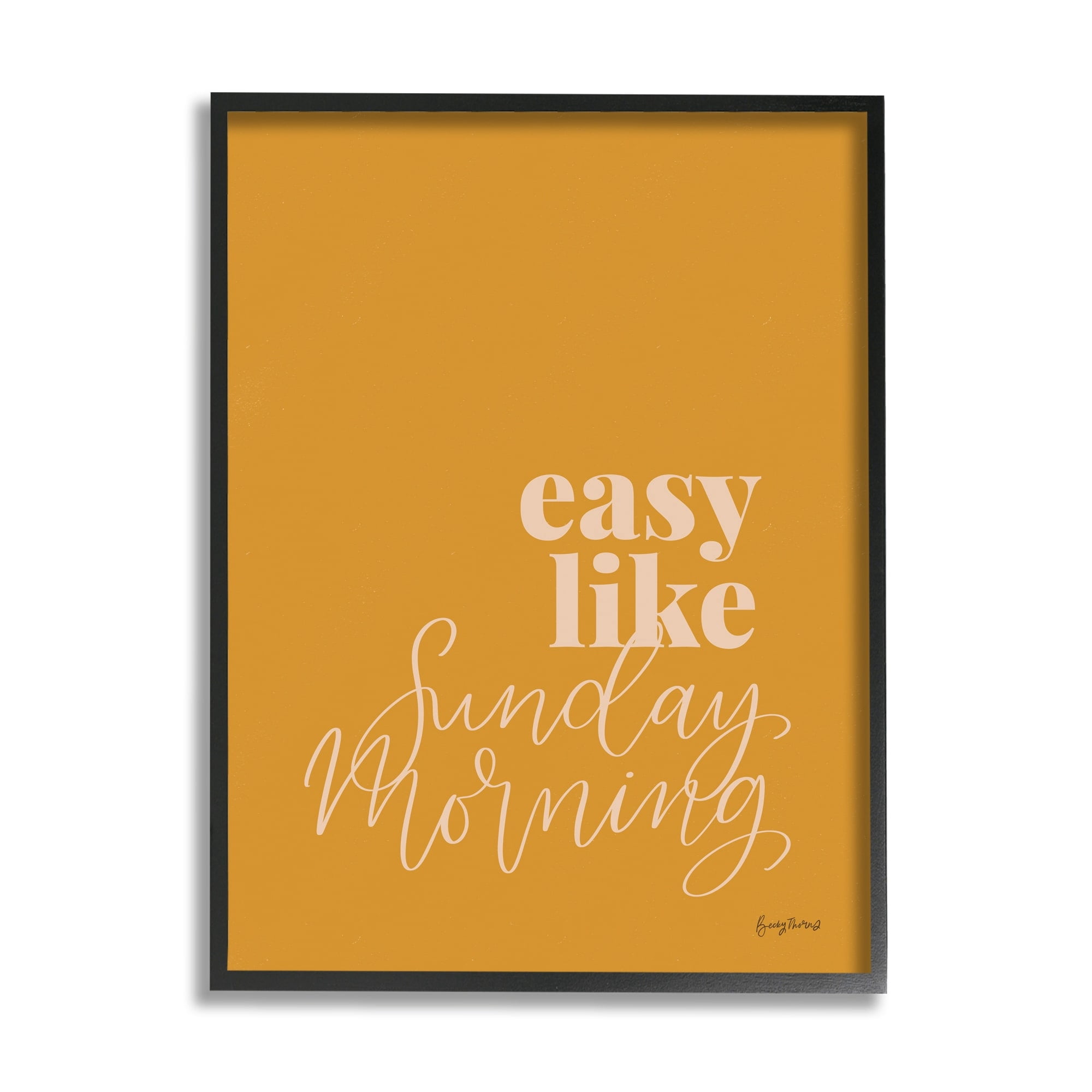 Stupell Industries Easy Like Sunday Morning Phrase Minimal Orange Pink Graphic Art Black Framed Art Print Wall Art, 24x30, by Becky Thorns