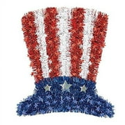 AMSCAN OLD GLORY FOURTH OF JULY PARTY 17.5 X 16 ,MULTI COLOR UNCLE SAM TINSEL HAT DECORATION