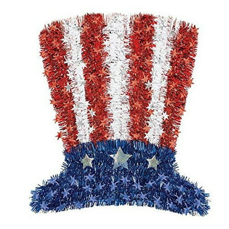 AMSCAN OLD GLORY FOURTH OF JULY PARTY 17.5 X 16 ,MULTI COLOR UNCLE SAM TINSEL HAT DECORATION