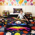 thumbnail image 2 of Erosebridal Psychedelic Baseball Twin Comforter Sets, Cute Sport Bedding Set for Girls and Boys, Black Reversible 2-Piece, 1 Comforter and 1 Pillowcase, 2 of 6