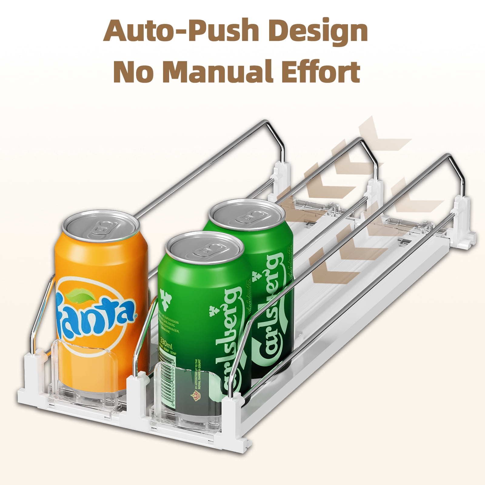 HIYOHIYO 3-Row White Refrigerator Drink Organizer