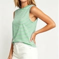 thumbnail image 5 of ClodeEU Women's Striped Crewneck Sleeveless Tank Top with Butterfly Back ,Solid Color Casual Summer Top Green,Women's Plus S, 5 of 6