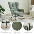 thumbnail image 3 of Modern Nursery Rocking Chair, Upholstered Glider Chair with High Backrest, Rocker Accent Armchair with Solid Wood Legs for Nursery Bedroom Living Room GREEN, 3 of 6