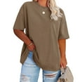 thumbnail image 2 of Gvdentm Women's Plus Size T Shirts Oversized Tees Summer Short Sleeve Crew Neck Loose Tunic Tops(Coffee,M), 2 of 7