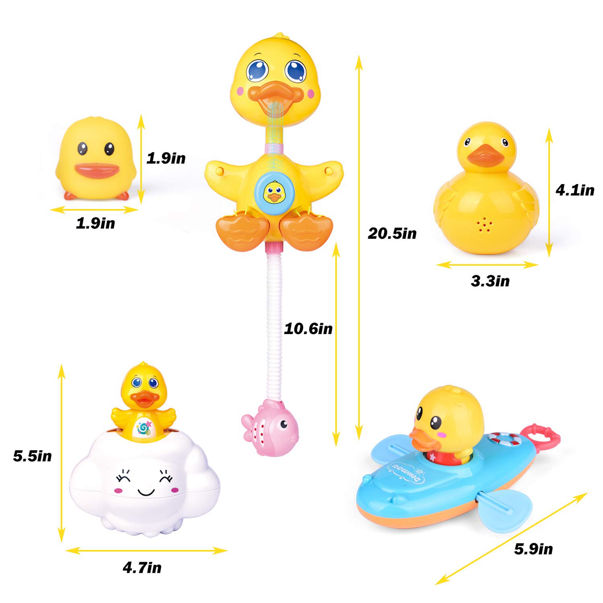 5pcs/set Kids Bath Toys Rubber Duck Fishing Net Swimming Rings Pool Toy  Shower Water Play Fun Games Toddler Toys Children Gifts - Realistic Reborn  Dolls for Sale