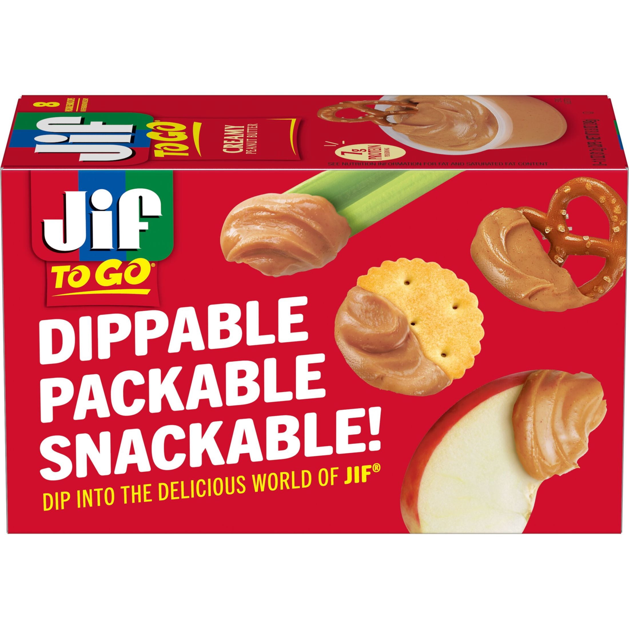 Jif To Go Creamy Peanut Butter, 8 Cups, 1.1 oz Each