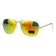 thumbnail image 2 of Mens Color Mirror Officer Rectangular Metal Rim Aviator Sunglasses Orange, 2 of 4