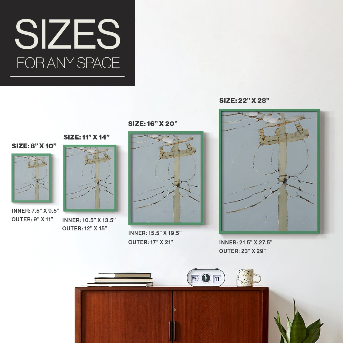 Wires V Framed Print - Solid Wood in Single Picture Frame Solid Wood 2 Framed Print