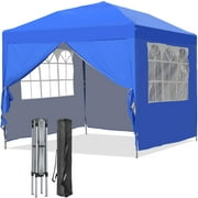 Outdoor Basic 10x10 Ft Outdoor Pop Up Canopy Tent Instant Shelter Pop-Up Tent with 4 Removable Side and Carrying Bag, Blue
