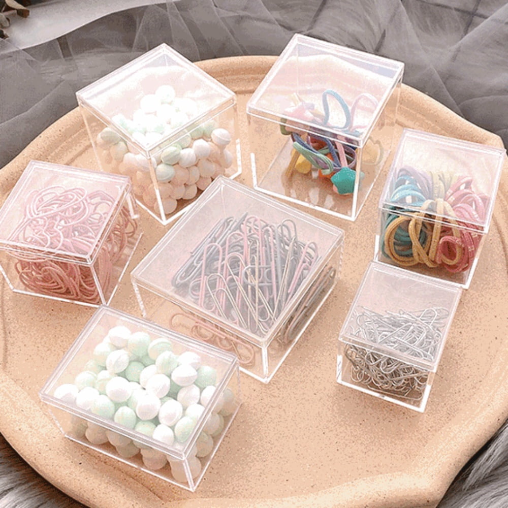 4Pcs Clear Acrylic Jewelry Box 100x100x60mm Mini Storage Box Mini