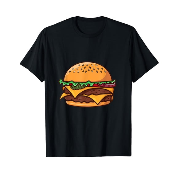 Funny Hamburger Fast Food Lover graphic design Black T-Shirt