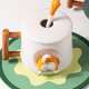 thumbnail image 3 of Taza de café de cerámica, taza con patrón de animal Shiba Inu 3D, mango de diseño de madera interesante y cuchara a juego, muy adecuada para regalos, 420 ml., 3 of 5