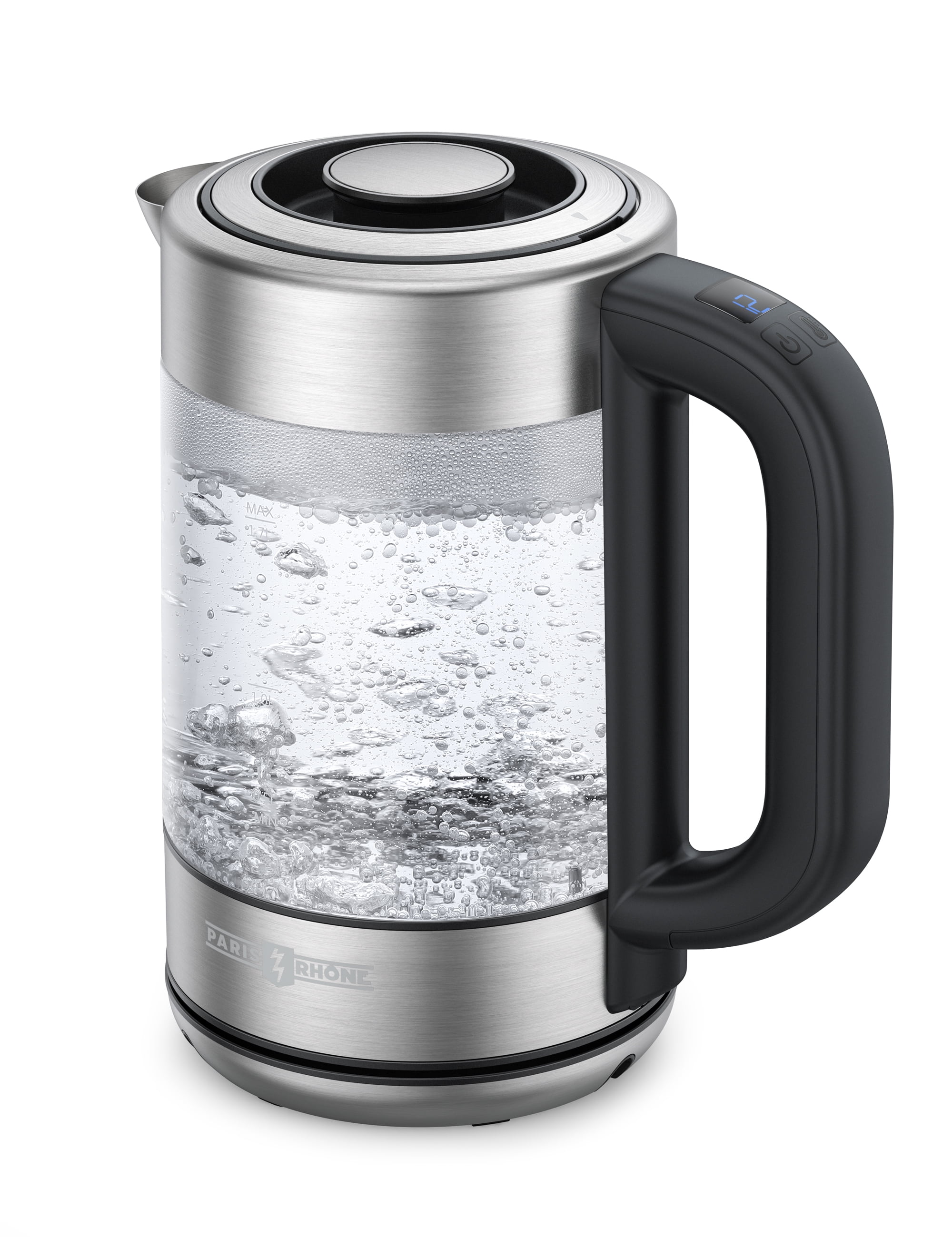 Electric Kettle, 1.7L Tea Heater Glass & Stainless Steel Kettle with LED Screen, Keep Warm Mode 1500W