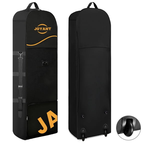 Golf Travel Bag with Wheels for Airlines, Rolling Golf Club Transport Case, Foldable Soft 600D Waterproof Oxford Golf Club Travel Covers with Shoe Pocket Black