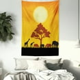 thumbnail image 4 of Safari Decor Wall Hanging Tapestry, Silhouette of Rhinos Elephants Zebras Grassland and A Tree with Sun the Back, Bedroom Living Room Dorm Accessories, 60 X 80 Inches, by Ambesonne, 4 of 5