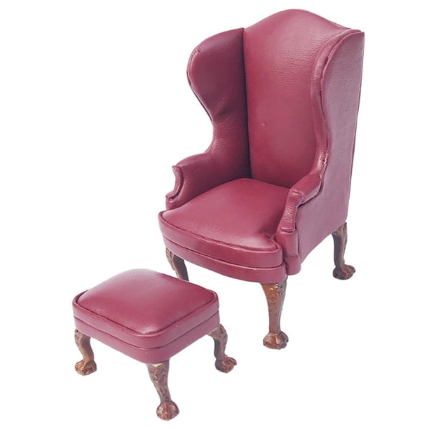 1:12 escala muñeca casa PU cuero sillón sofá silla DIY Decoración Sofá individual rojo Zulema Sofá de la casa de muñecas