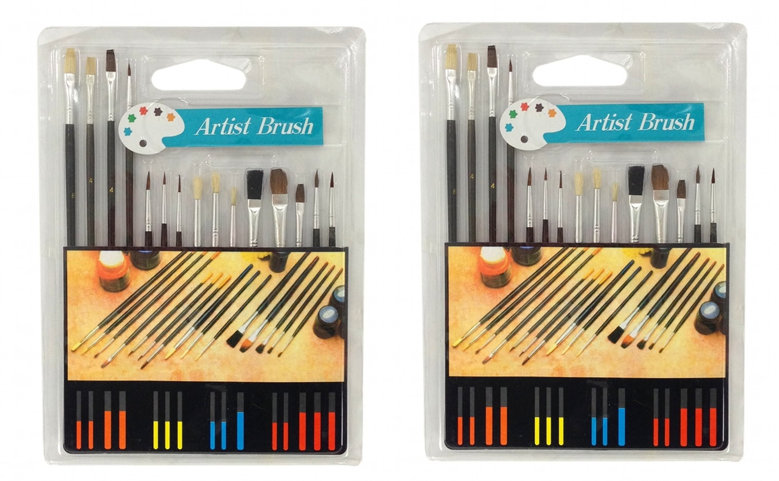 Set of 2 Zen Art Supply 15 Piece Artist Paint Brush Sets All Purpose