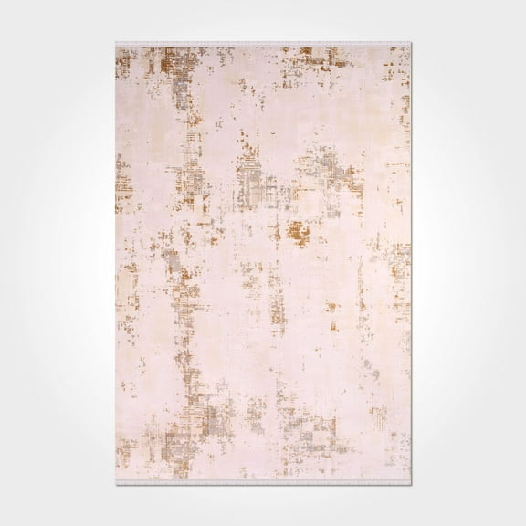 Eve Cream Abstract Acrylic Area Rugs for Living Room Jacquard Textured Modern Rugs Soft Geometric Rug for Bedroom Washable Rug Non-Slip Bohemian Carpet Perfect for Dining Room Office Beige