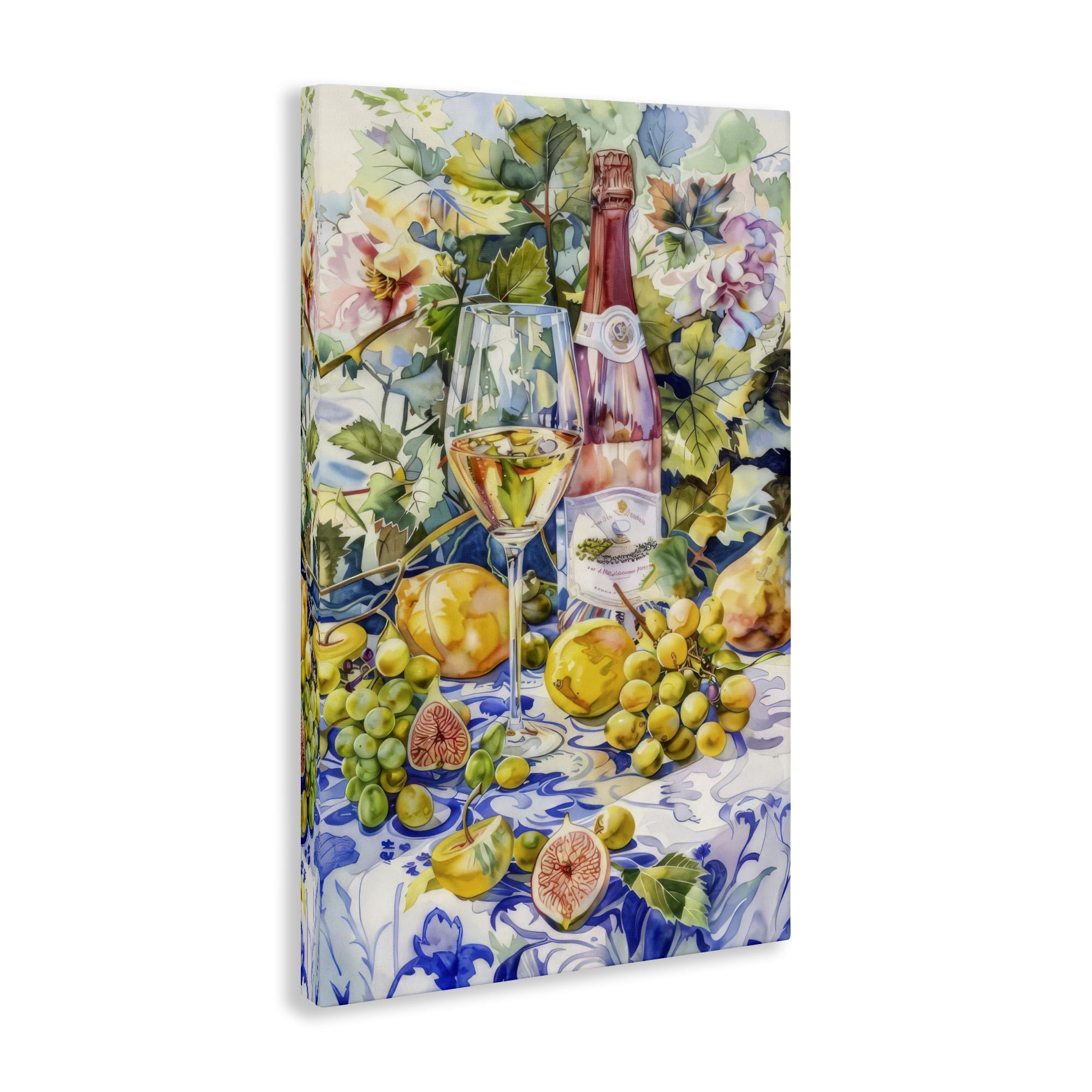 Stupell Industries Grape Vines Wine Glass Food & Beverage Painting Wrapped Canvas Art Print Wall Art, 20 x 30