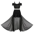 thumbnail image 5 of iEFiEL Girls Off-the-Shoulder Lace Chiffon Maxi Romper Dress Flower Girls Princess Pageant Ball Gown Black 14, 5 of 7