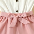 thumbnail image 4 of PatPat Kid Girl Button Design Sleeveless Belted Splice Romper Jumpsuit Shorts,Sizes 4Y-12Y,One Piece, 4 of 6