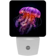 Jellyfish LED Square Night Light - Energy Efficient Plug-in Nightlight with Auto Sensor for Bedroom, Bathroom, and Hallway - Soft Glow Illumination - White, Pack of 2