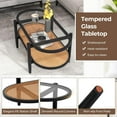 thumbnail image 6 of GOFLAME Rattan Coffee Table with Storage, 40” Wood Oval Coffee Table with Tempered Glass Tabletop & PE Rattan Shelf, 2-Tier Antique Boho Center Table for Living Room, Reception Room, Black, 6 of 9