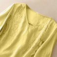 thumbnail image 6 of Women's Cotton Linen Short Sleeve Button Shirt Embroidered Casual Top, 6 of 9