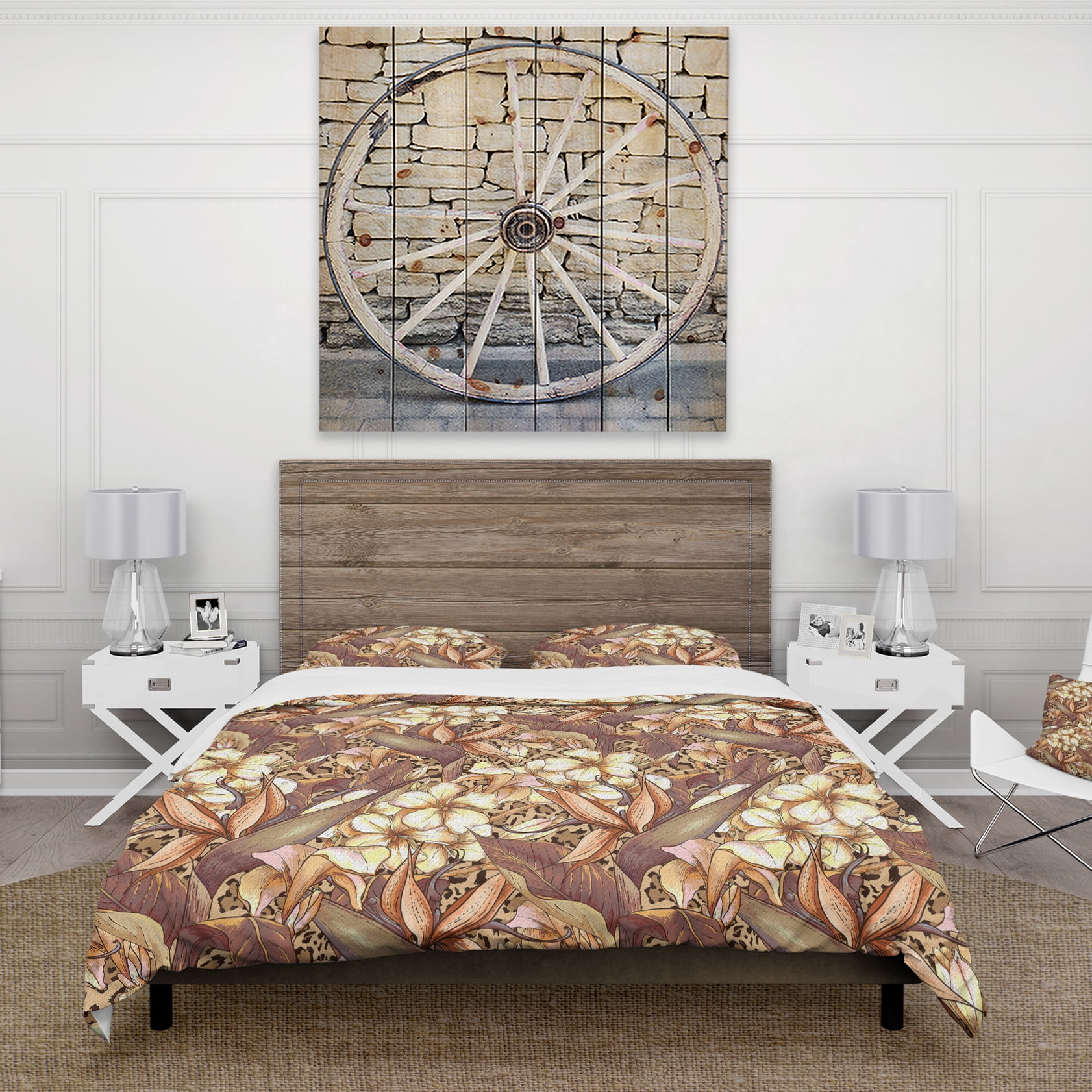 Designart 'Pattern with Exotic Flowers' Tropical Duvet Cover Set