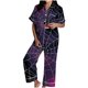 thumbnail image 2 of Pijama de manga corta con cuello vuelto para mujer, con bolsillos y estampado de Halloween, cintura elástica, de poliéster, 2 of 5